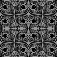 seamless graphic abstract tile pattern, black geometric ornament on gray background, texture, design photo