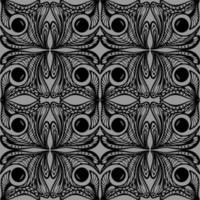 seamless graphic abstract tile pattern, black geometric ornament on gray background, texture, design photo