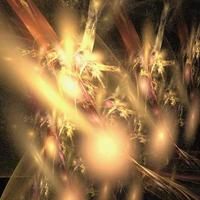 bright abstract background of glowing weaves of yellow lines on a dark background, design, illustration photo