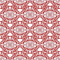 seamless graphic pattern, floral red ornament tile on white background, texture, design photo