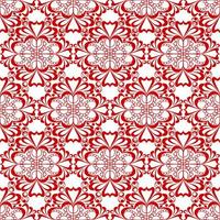 patrón gráfico impecable, azulejo de adorno rojo floral sobre fondo blanco, textura, diseño foto