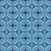 patrón simétrico floral geométrico sin costuras en colores azul y púrpura, azulejo, textura, diseño foto