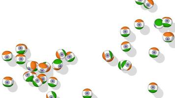 Bolas de bandera india 3d saltando renderizado 3d en cámara lenta, clave de croma, selección de bolas luma mate video