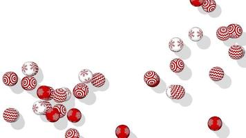 Bolas de feliz navidad 3d saltando renderizado 3d en cámara lenta, clave de croma, selección de bolas luma mate video