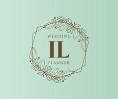 IL Initials letter Wedding monogram logos collection, hand drawn modern minimalistic and floral templates for Invitation cards, Save the Date, elegant identity for restaurant, boutique, cafe in vector