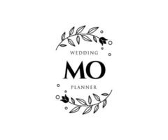 MO Initials letter Wedding monogram logos collection, hand drawn modern minimalistic and floral templates for Invitation cards, Save the Date, elegant identity for restaurant, boutique, cafe in vector