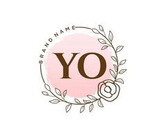 Initial YO feminine logo. Usable for Nature, Salon, Spa, Cosmetic and Beauty Logos. Flat Vector Logo Design Template Element.