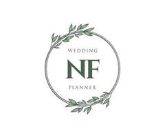 colección de logotipos de monograma de boda con letras iniciales nf, plantillas florales y minimalistas modernas dibujadas a mano para tarjetas de invitación, guardar la fecha, identidad elegante para restaurante, boutique, café en vector