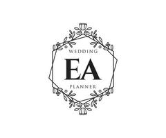 EA Initials letter Wedding monogram logos collection, hand drawn modern minimalistic and floral templates for Invitation cards, Save the Date, elegant identity for restaurant, boutique, cafe in vector