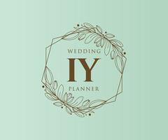 IY Initials letter Wedding monogram logos collection, hand drawn modern minimalistic and floral templates for Invitation cards, Save the Date, elegant identity for restaurant, boutique, cafe in vector