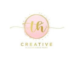 Initial TH feminine logo. Usable for Nature, Salon, Spa, Cosmetic and Beauty Logos. Flat Vector Logo Design Template Element.