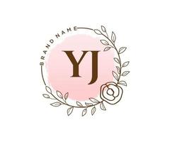 Initial YJ feminine logo. Usable for Nature, Salon, Spa, Cosmetic and Beauty Logos. Flat Vector Logo Design Template Element.