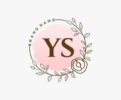 Initial YS feminine logo. Usable for Nature, Salon, Spa, Cosmetic and Beauty Logos. Flat Vector Logo Design Template Element.