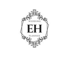 EH Initials letter Wedding monogram logos collection, hand drawn modern minimalistic and floral templates for Invitation cards, Save the Date, elegant identity for restaurant, boutique, cafe in vector