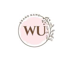 Initial WU feminine logo. Usable for Nature, Salon, Spa, Cosmetic and Beauty Logos. Flat Vector Logo Design Template Element.