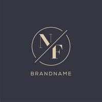 Initial letter NF logo with simple circle line, Elegant look monogram logo style vector