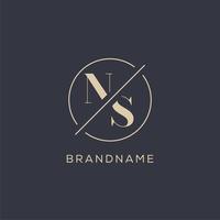 Initial letter NS logo with simple circle line, Elegant look monogram logo style vector