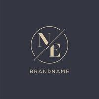 Initial letter NE logo with simple circle line, Elegant look monogram logo style vector