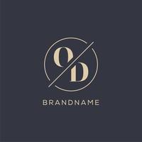 Initial letter OD logo with simple circle line, Elegant look monogram logo style vector