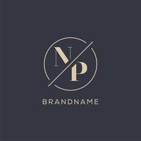 Initial letter NP logo with simple circle line, Elegant look monogram logo style vector