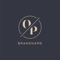 Initial letter OP logo with simple circle line, Elegant look monogram logo style vector