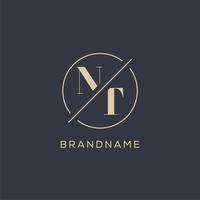 Initial letter NT logo with simple circle line, Elegant look monogram logo style vector