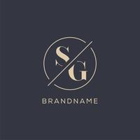 Initial letter SG logo with simple circle line, Elegant look monogram logo style vector