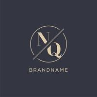 logotipo de letra inicial nq con línea de círculo simple, estilo de logotipo de monograma de aspecto elegante vector