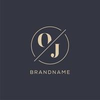 Initial letter OJ logo with simple circle line, Elegant look monogram logo style vector