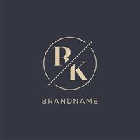 Initial letter RK logo with simple circle line, Elegant look monogram logo style vector