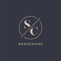 Initial letter SC logo with simple circle line, Elegant look monogram logo style vector