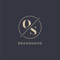 Initial letter QS logo with simple circle line, Elegant look monogram logo style vector