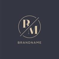Initial letter RM logo with simple circle line, Elegant look monogram logo style vector