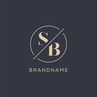 Initial letter SB logo with simple circle line, Elegant look monogram logo style vector