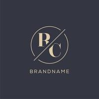 Initial letter RC logo with simple circle line, Elegant look monogram logo style vector