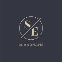 Initial letter SE logo with simple circle line, Elegant look monogram logo style vector