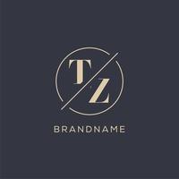 Initial letter TZ logo with simple circle line, Elegant look monogram logo style vector