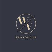 Initial letter WV logo with simple circle line, Elegant look monogram logo style vector