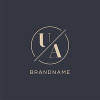 Initial letter UA logo with simple circle line, Elegant look monogram logo style vector