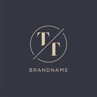 Initial letter TT logo with simple circle line, Elegant look monogram logo style vector