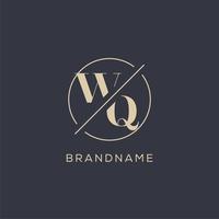 Initial letter WQ logo with simple circle line, Elegant look monogram logo style vector