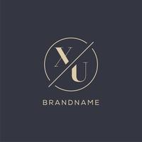 Initial letter XU logo with simple circle line, Elegant look monogram logo style vector