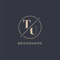 Initial letter TU logo with simple circle line, Elegant look monogram logo style vector