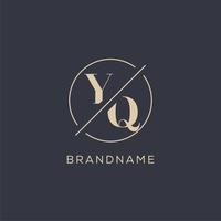 Initial letter YQ logo with simple circle line, Elegant look monogram logo style vector