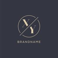 Initial letter XY logo with simple circle line, Elegant look monogram logo style vector