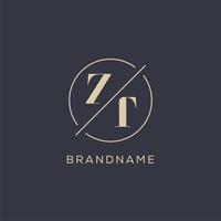 Initial letter ZT logo with simple circle line, Elegant look monogram logo style vector