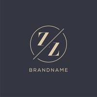 Initial letter ZZ logo with simple circle line, Elegant look monogram logo style vector