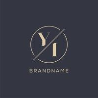 Initial letter YI logo with simple circle line, Elegant look monogram logo style vector