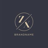 Initial letter ZX logo with simple circle line, Elegant look monogram logo style vector