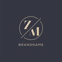 Initial letter ZM logo with simple circle line, Elegant look monogram logo style vector